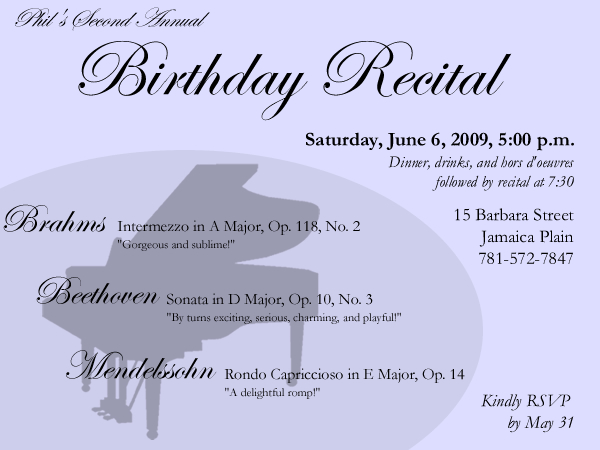 Phil's 2009 Birthday Recital